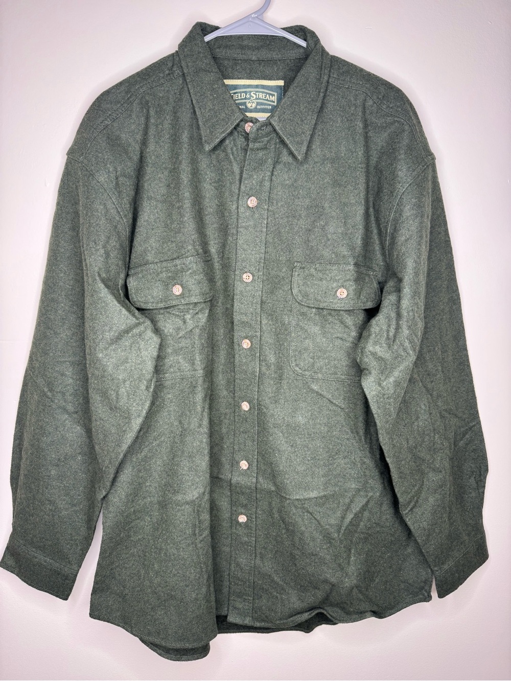 Field & Stream Olive Green Wool Button-Up Heavyweight Shacket Mens XL